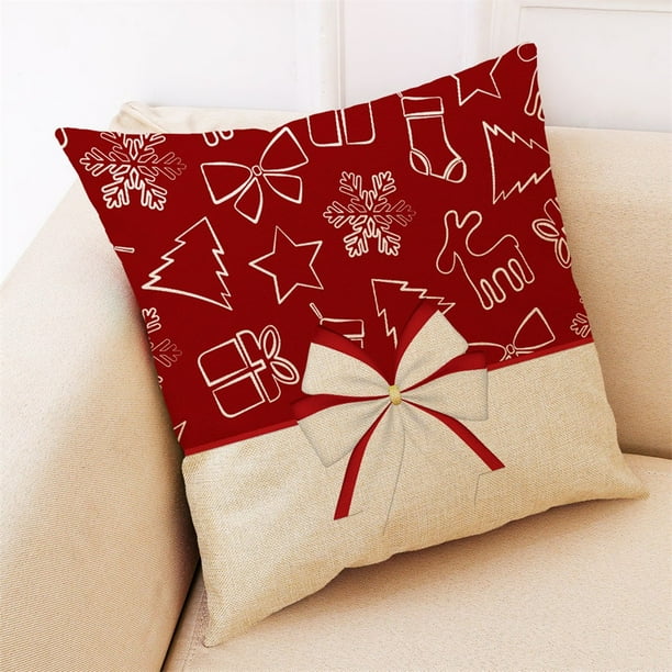 Linen Sofa Throw Pillow Cover Case Home Car Christmas Cushion Cotton Decor